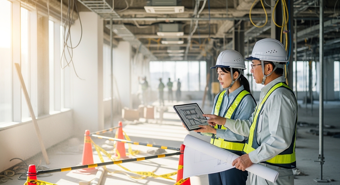 【再生建築リスク 事務所 改修 注意点】「構造・法規・コスト・BCP」の4つを事前に整理し段取りよく計画することが中小企業の改修失敗を防ぐ