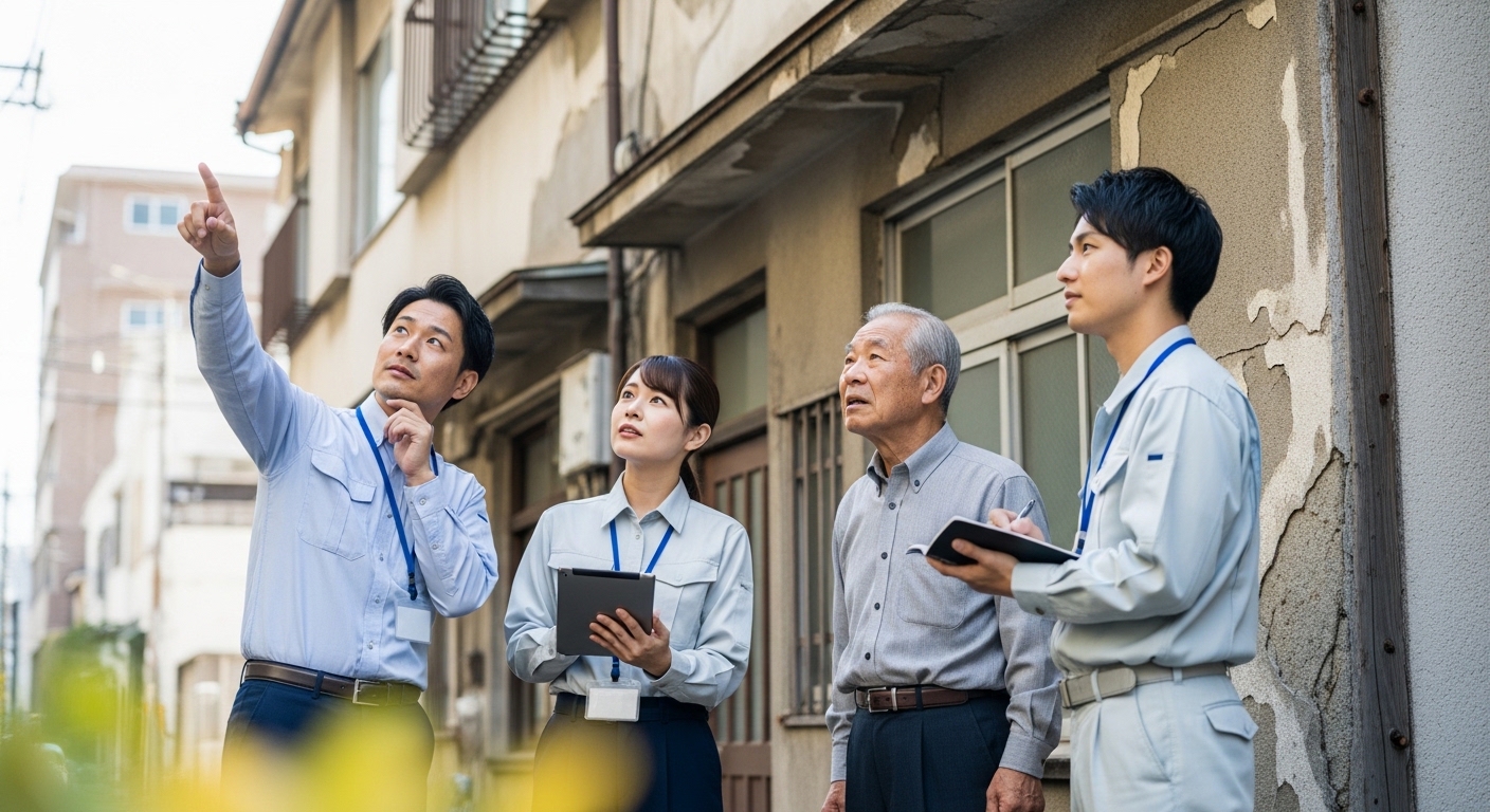 【再生建築リスク 外壁改修 再生 判断】外壁改修で延命可能かどうかを判断するには「見た目」ではなく劣化診断を基準にし構造に影響する劣化かどうかを切り分けることが不可欠